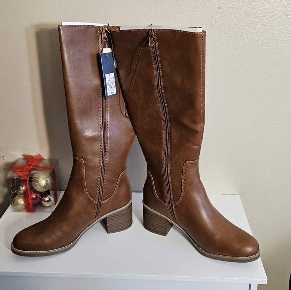 Universal Thread knee high brown leather heel boot women's 9.5 - Picture 7 of 9